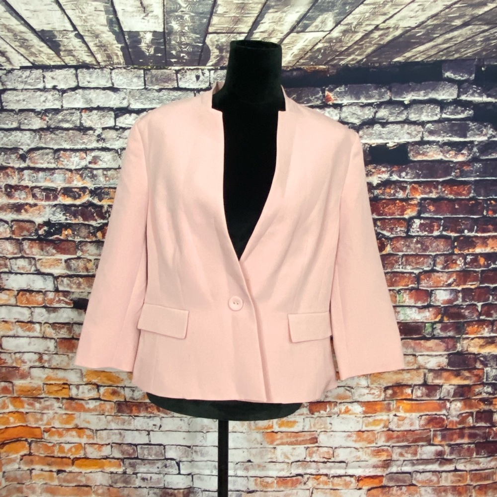 Black label pink blazer.